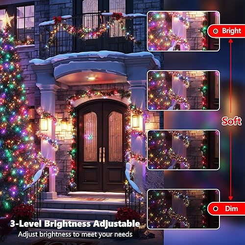 Miniatura 2 de iBaycon Luces de Navidad que cambian de color, 33 pies, 100 luces LED RGB de Navidad al aire libre, luces de árbol de hadas parpadeantes con