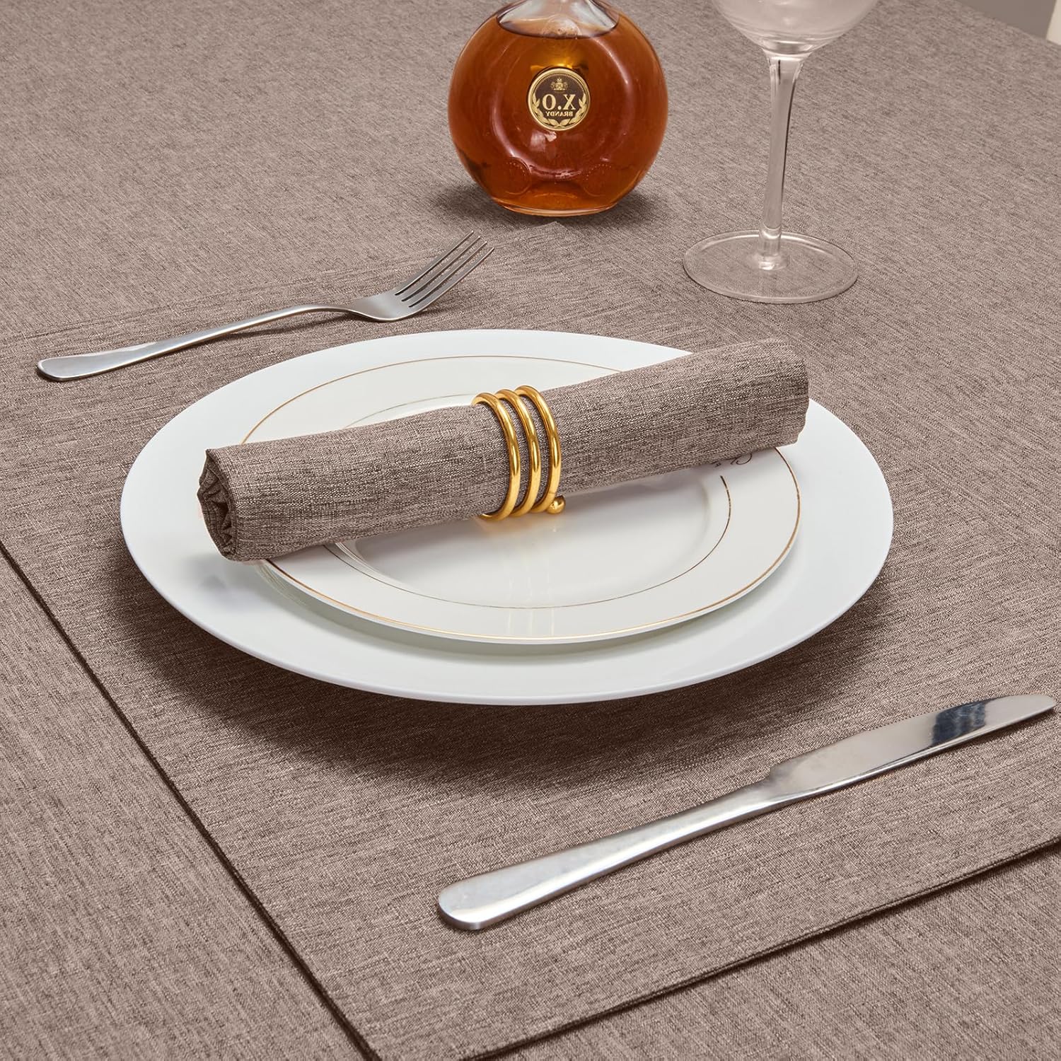rectangle table cloth linen farmhouse stainproof waterproof washable polyester oblong rectangular fabric table cover for kitchen dining dinner(mocha/60x104 inch) 104" x 60" (rectangular) mocha