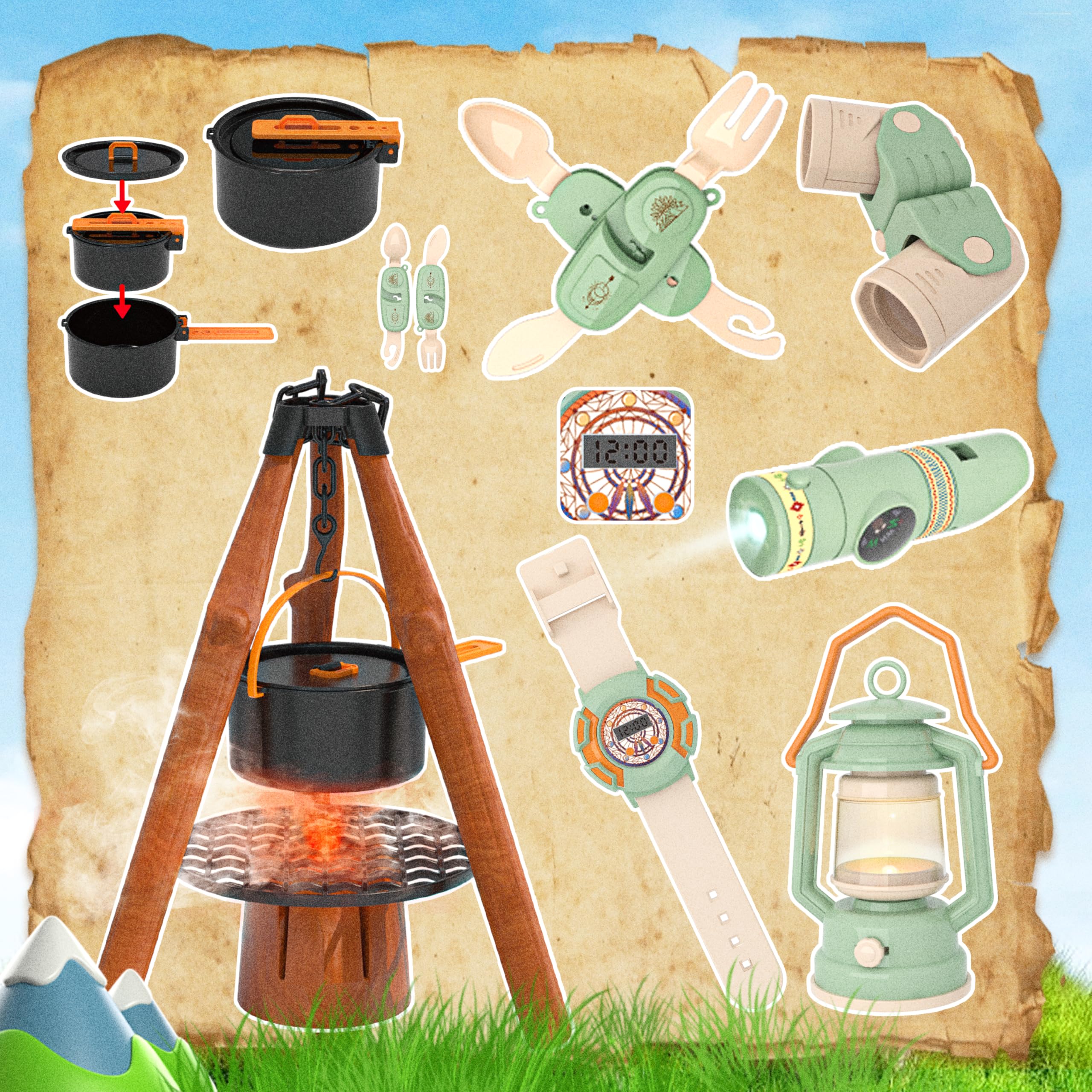 Kids Camping Set, SMILESSKIDDO 41 PCS Pretend Camping Set for Kids 3-5 with Pop Up Tent - Indoor and Outdoor Play Camping Toys for Toddlers - Image 5