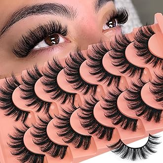 False Eyelashes Fluffy Lashes Cat Eye Lashes 5D Faux Mink Lashes Natural Look Wispy Manga Lashes 16mm Volume Fake Eyelashes Strip Lashes by TOOCHUNAG