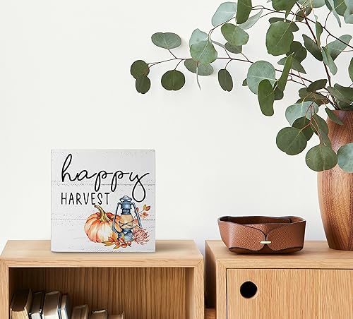 Miniatura 6 de Decoración de otoño para mesa, caja de madera, letrero de feliz cosecha, farol, calabaza, otoño, Acción de Gracias, Halloween, decoración de