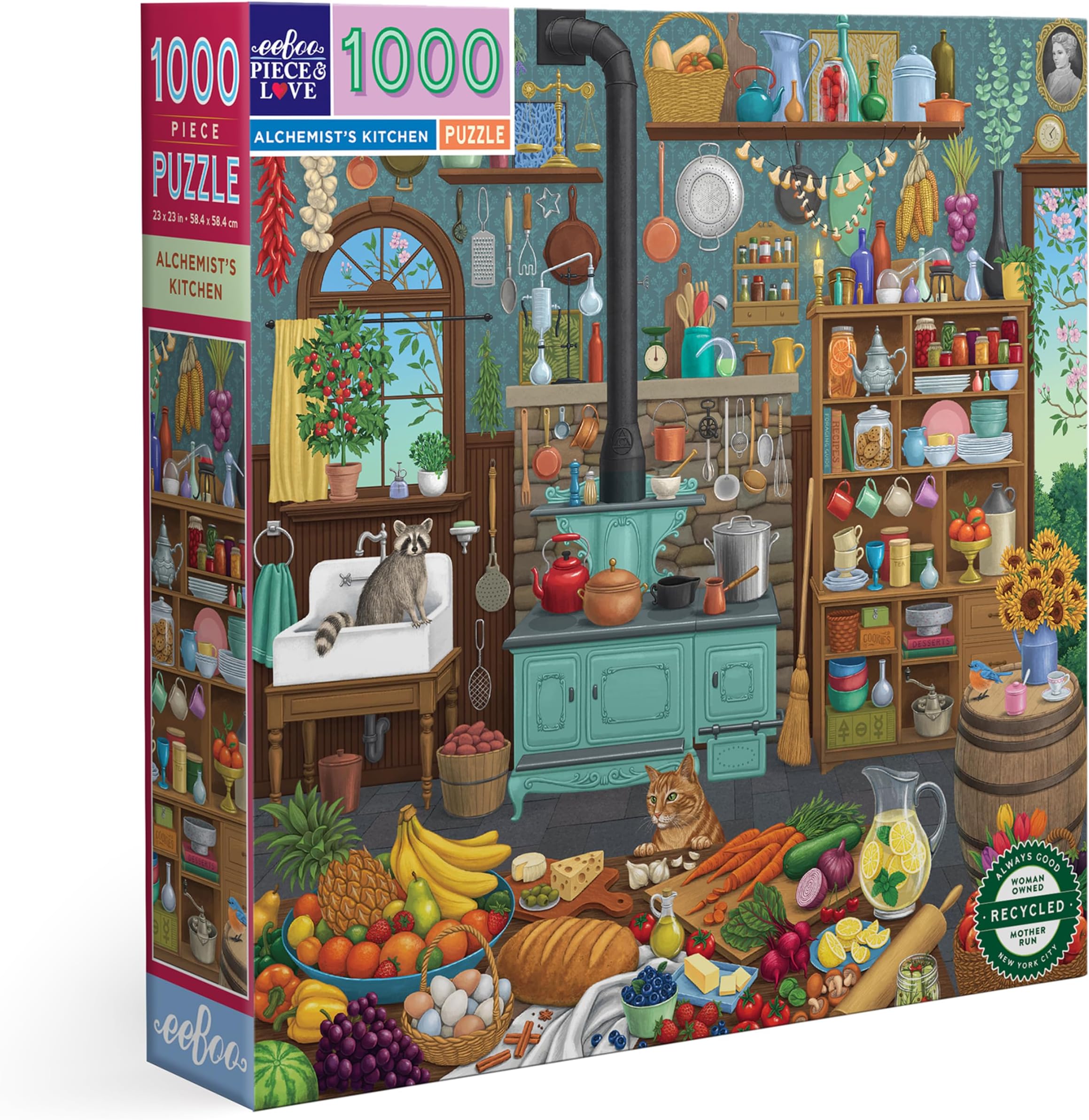 eeBoo 1000 Piece Puzzle - Alchemist's Kitchen Jigsaw Puzzle for Adults, Square 23" x 23" Made with Recycled Board & Vegetable-Based Ink