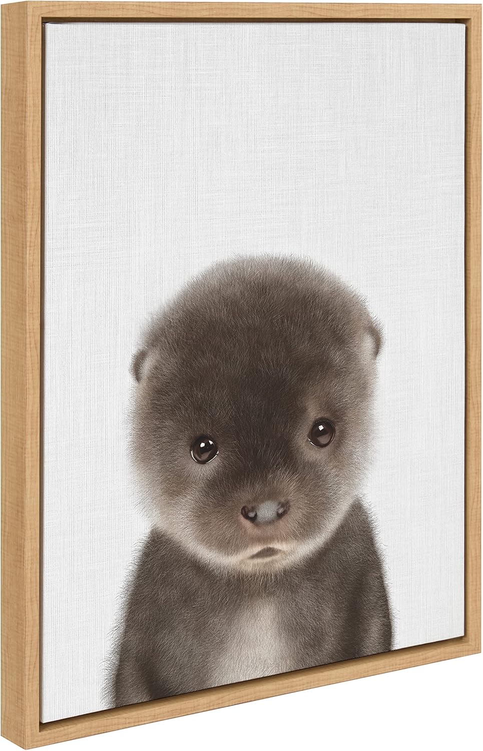 Kate and Laurel Sylvie Baby Otter Color Illustration Framed Canvas Wall Art by Simon Te of Tai Prints, 18x24 Gray, Adorable Animal Art Wall Décor