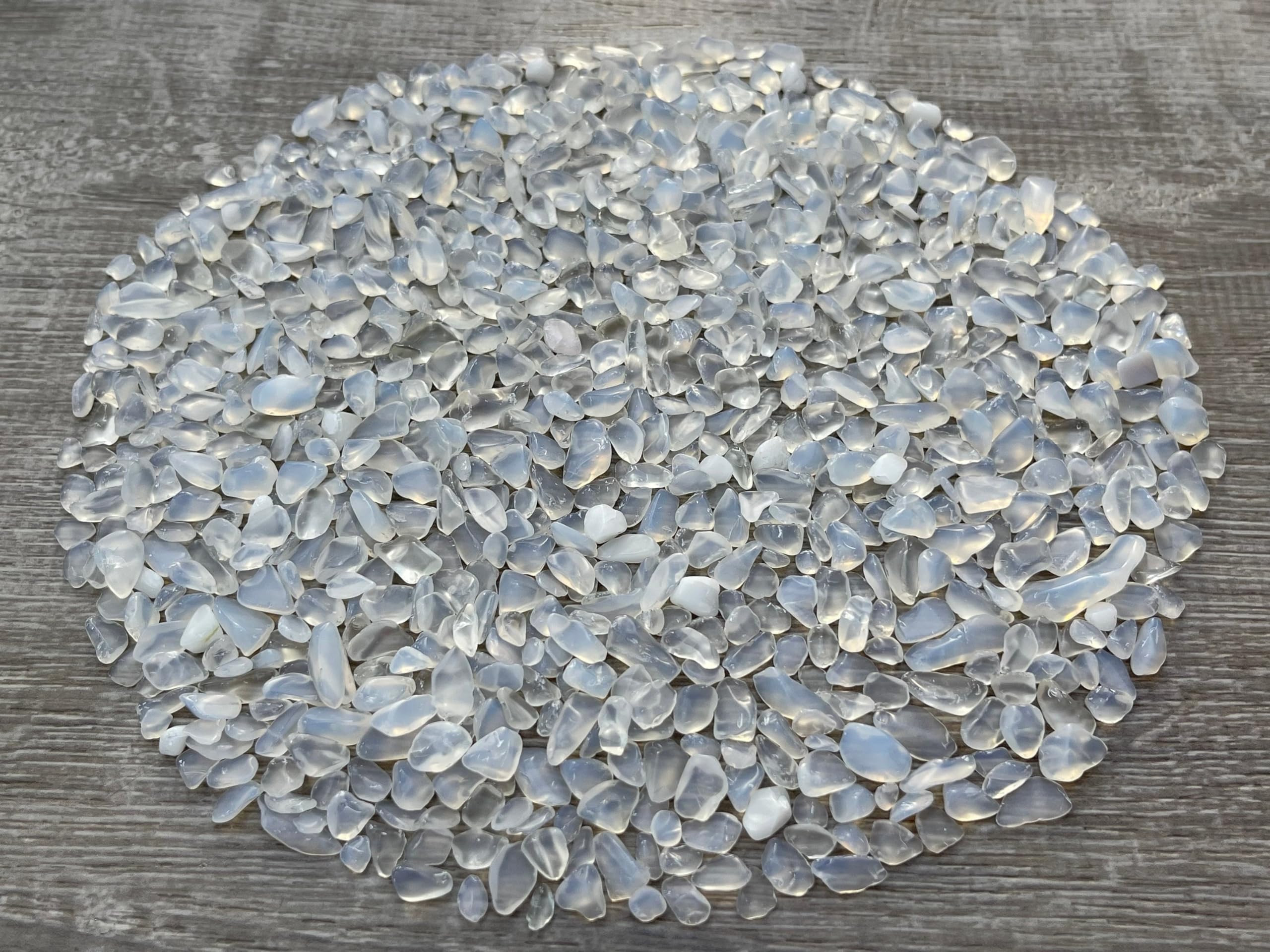 2 oz Lot Semi Tumbled Opalite Chips, Crushed Mini Opalite Crystals, Undrilled Crystal Chips