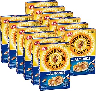 Honey Bunches of Oats with Almonds, Heart Healthy, Low Fat, made with Whole Grain Cereal, 12 Ounce - 12 Boxes