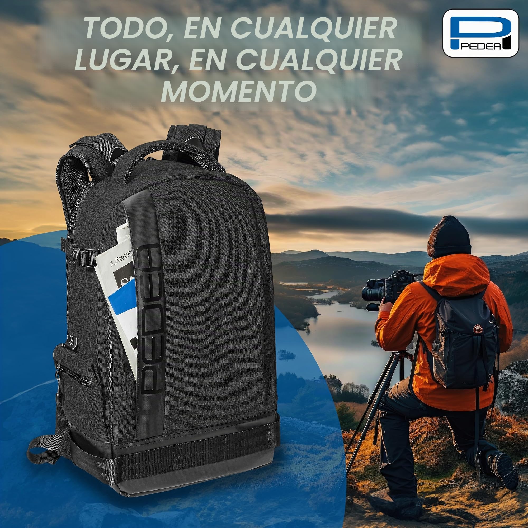 PEDEA SLR Bolsa de la cámara, negro, Mochila