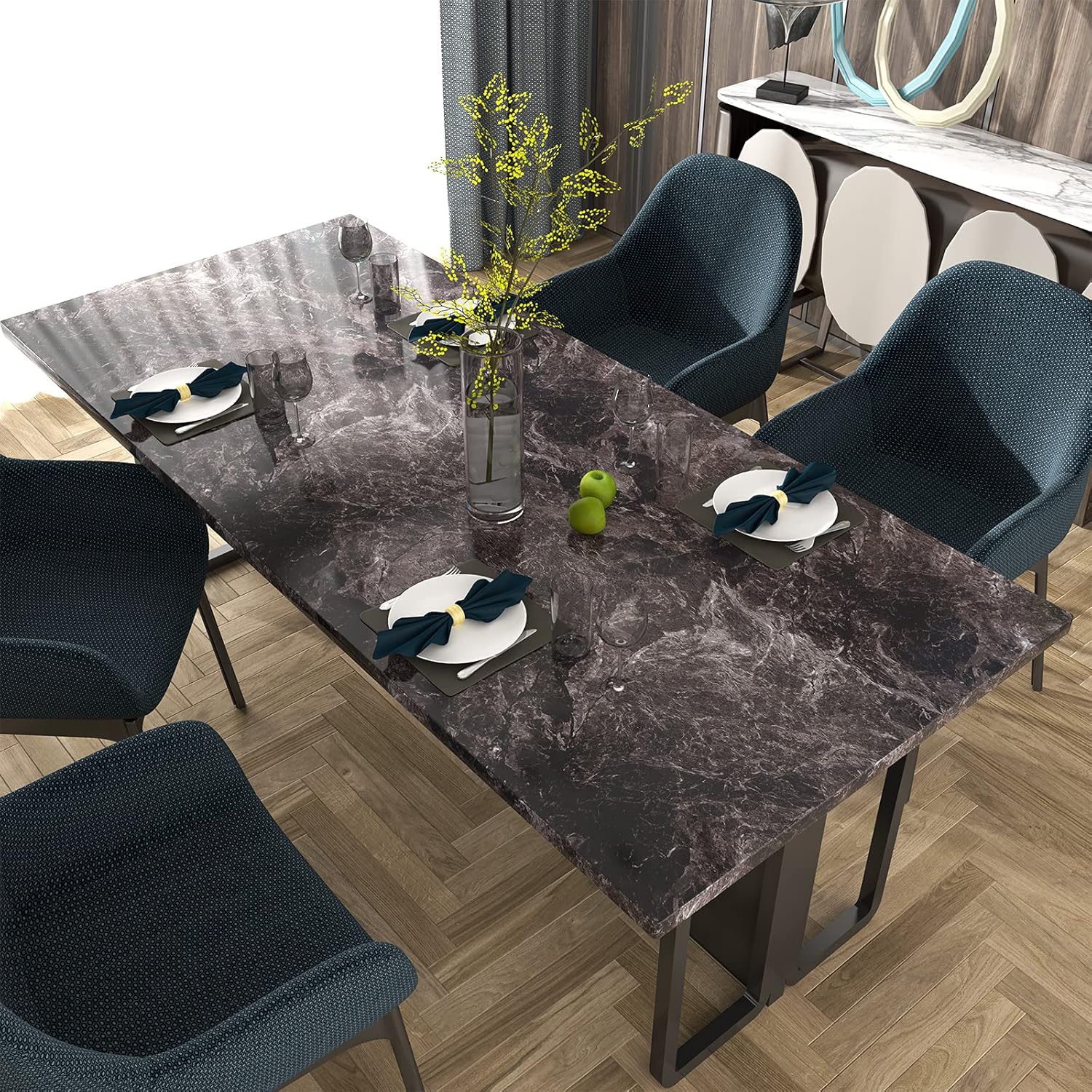 LaCheery Large Size 36"x160" Dark Emperador Marble Contact Paper Removable Countertop Contact Paper Waterproof Self Adhesive Wallpaper Peel and Stick Backsplash for Kitchen Cabinets Counter Top Covers