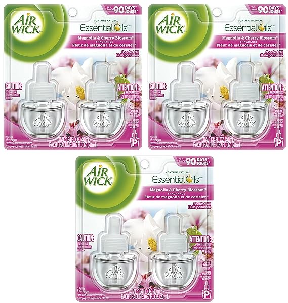 Air Wick Scented Oil White Lilac, Magnolia & Cherry Blossom Twin Refill (2X.67) oz (Pack of 3)