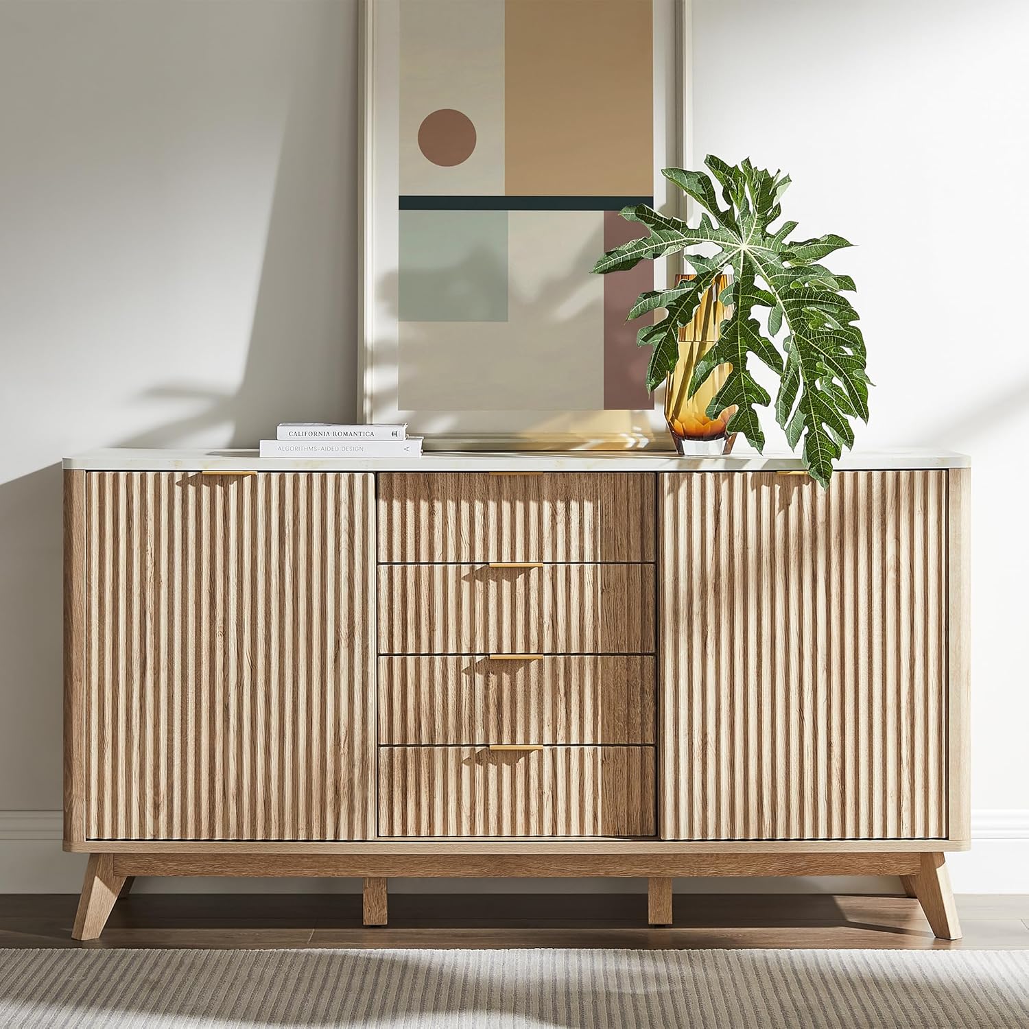 T4TREAM Fluted Buffet Cabinet components