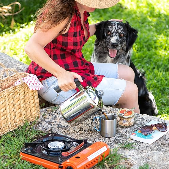 Mixpresso Stainless Steel Coffee Percolator Stove 30 oz Classic Percolator Coffee Pot Perfect for Camping Pots 5-8 Cup Stove Top Coffee Maker with Cool Touch Handle