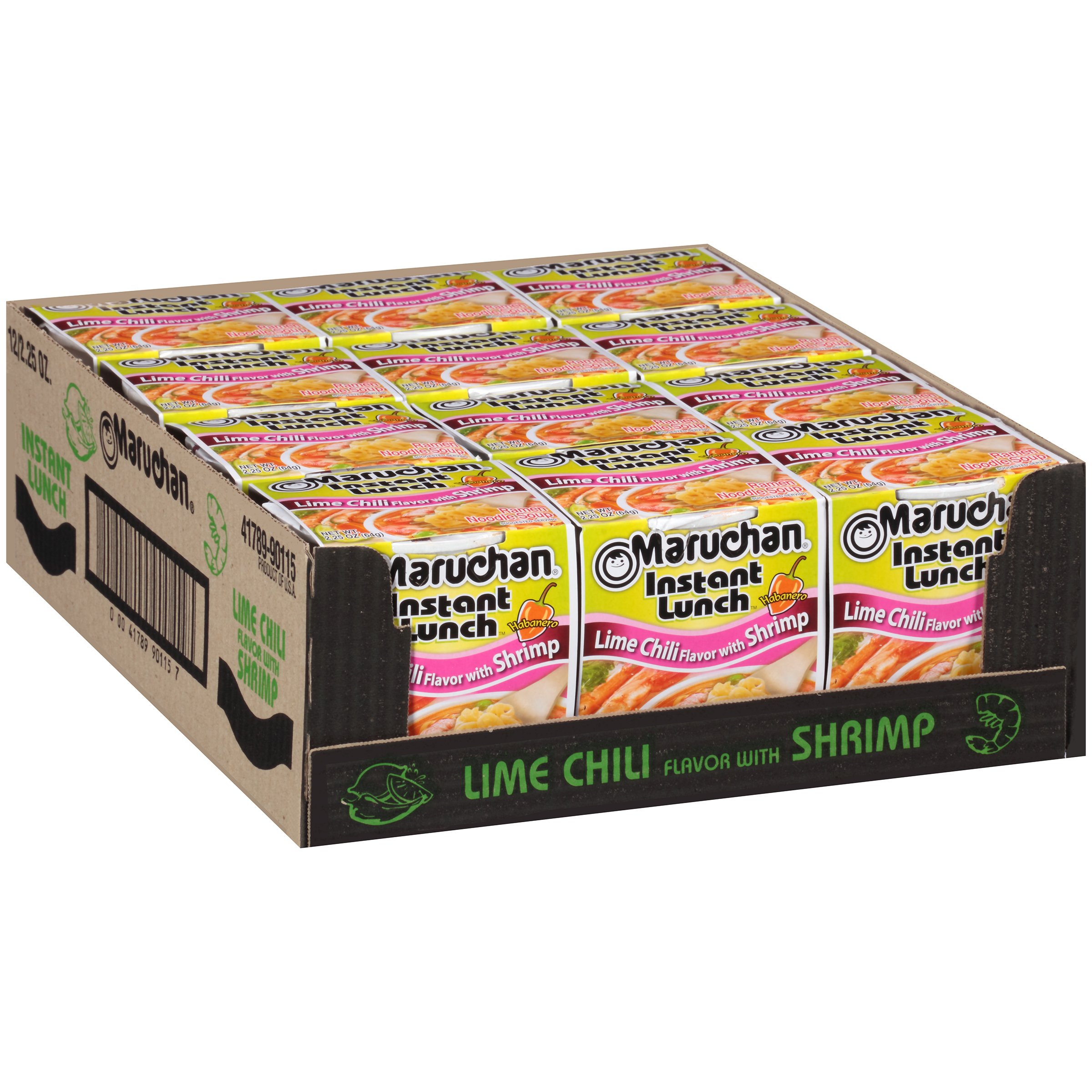 MaruchanInstant Lunch Lime Chili Flavor with Shrimp, 2.25 Oz, Pack of 12