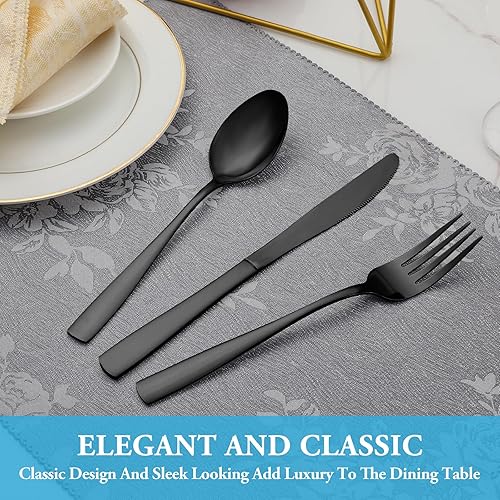 Miniatura 49 de MUTNITT Juego de cubiertos de 30 piezas para 6, juego de cubiertos de acero inoxidable de alta calidad, cubiertos pulidos con espejo