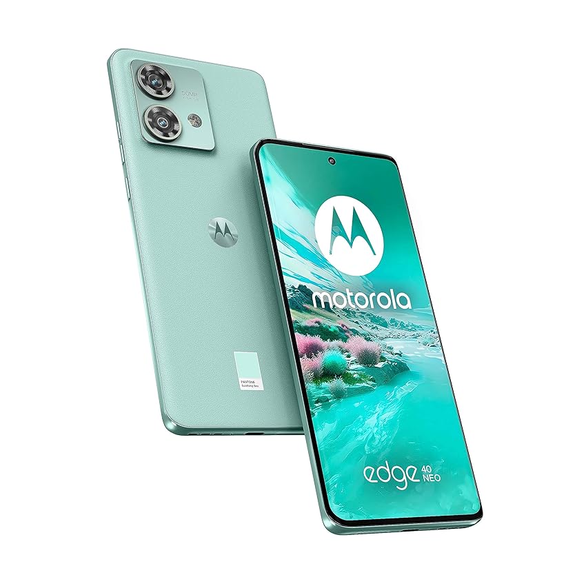 Immagine del prodotto Motorola edge 40 neo (IP68, Doppia camera 50+13MP, Display 6.55'' pOLED FHD+ 144Hz, Mediatek Dimensity 1050, batteria 5000 mAh, 12/256 GB, Dual SIM, Android 13, Cover Inclusa), Soothing Sea