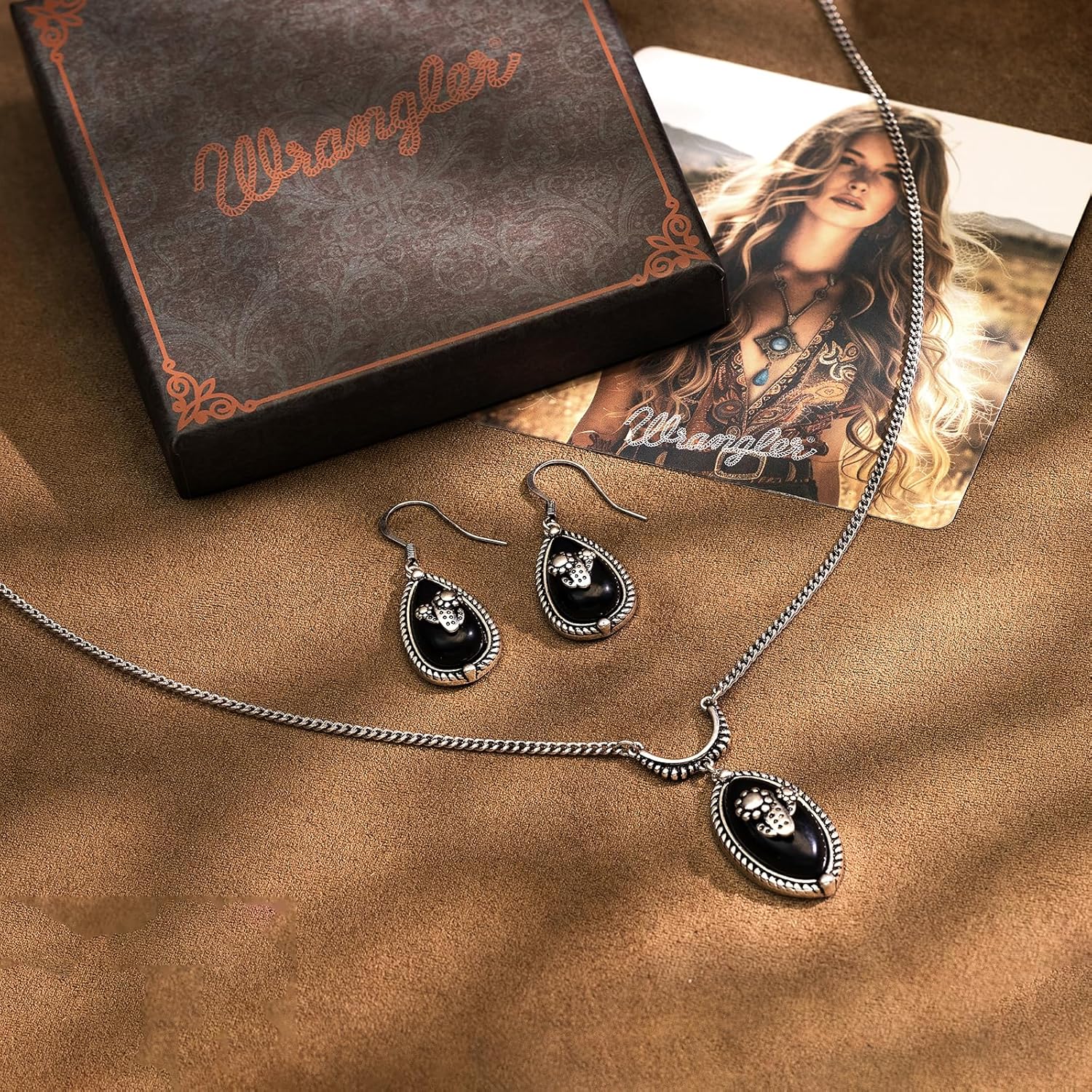 Montana West Wrangler Western Turquoise Jewelry Set for Women Silver Plated Cactus Stone Country Cowgirl Cowboy Necklace Earrings Jewelry - Image 6