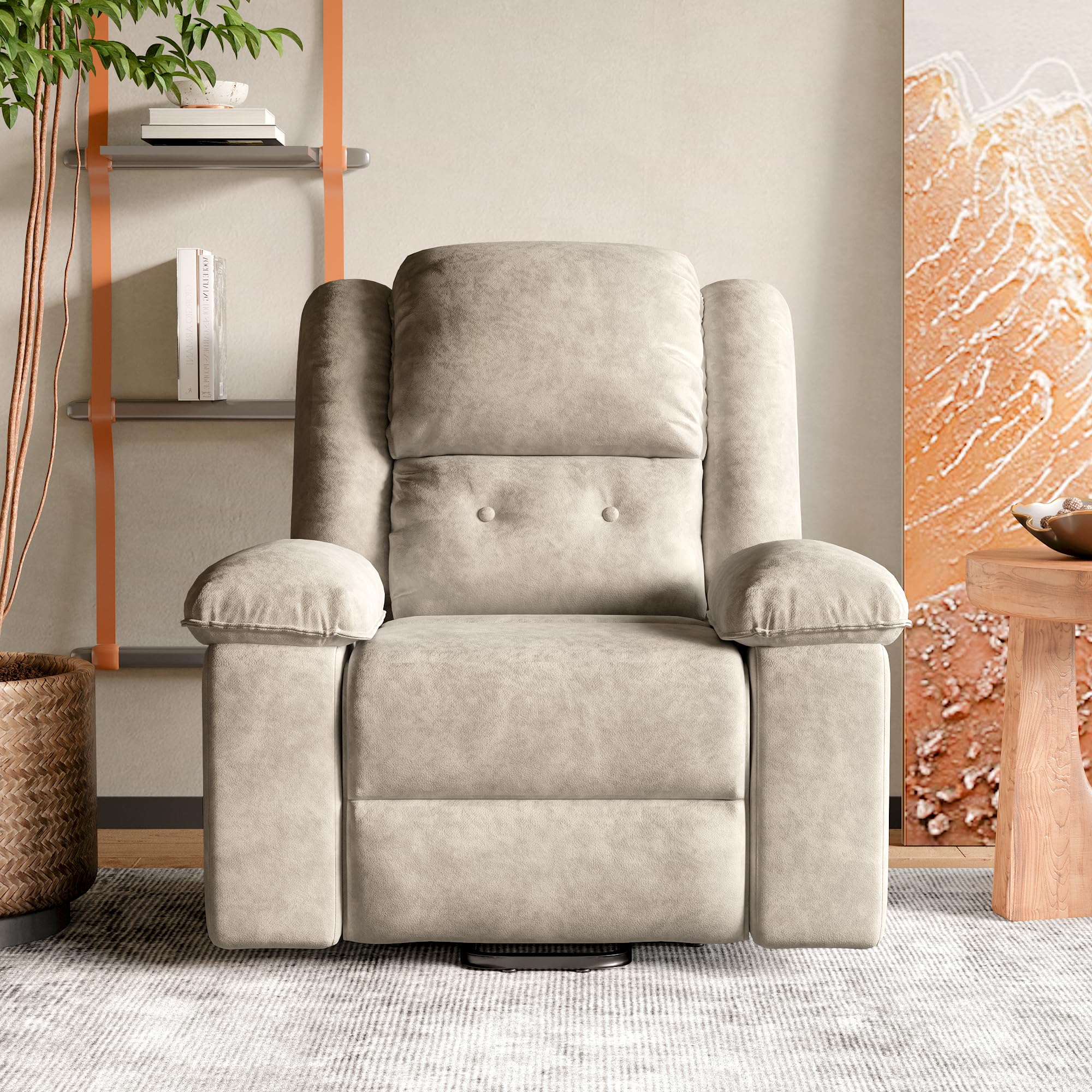 Sillón Relax Reclinable, Silla con Respaldo Reposabrazos, Sillón de TV con Reposapiés, Respaldo Alto, Stand-up Aid, eléctricamente Ajustable, función de calefacción y Masaje, Beige+Gris