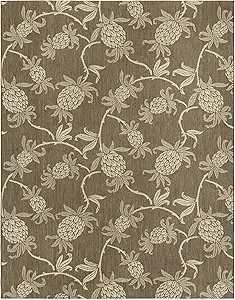 Gertmenian Indoor/Outdoor Kona Coast by Reyn Spooner Rug - 9x13 Extra Large, Stain & UV Resistant, Ideal for Deck, Patio, Poolside Rooms - Pineapple, Brown, 46656