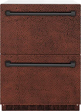 ZLINE 24 in. Touchstone 168 Can Outdoor-Rated Dual Refrigerator Drawer with Hand Hammered Copper Doors