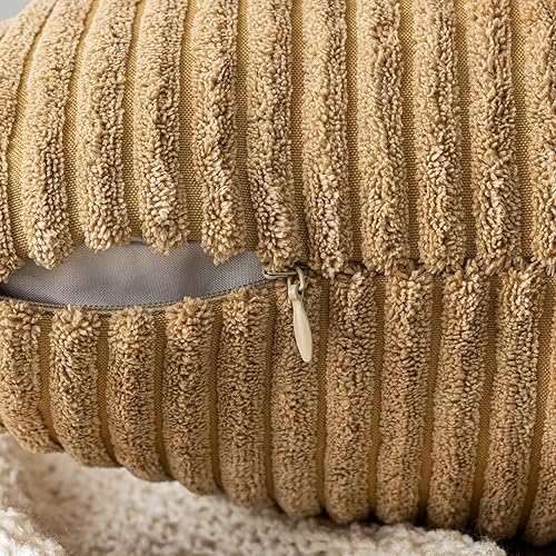 Miniatura 3 de EMEMA Fundas de almohada decorativas de corduroy suaves con rayas, fundas de cojín rectangulares para primavera para sofá, cama, silla, coche, 12x20