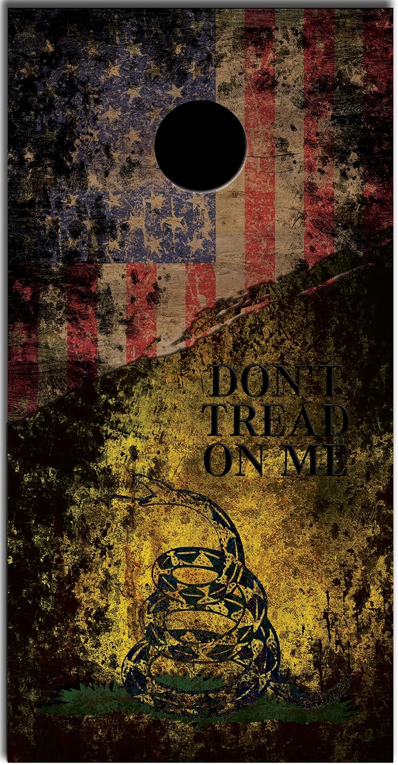 Tower Decals Don't Tread on Me US Flag Cornhole Board Skins Set of 2