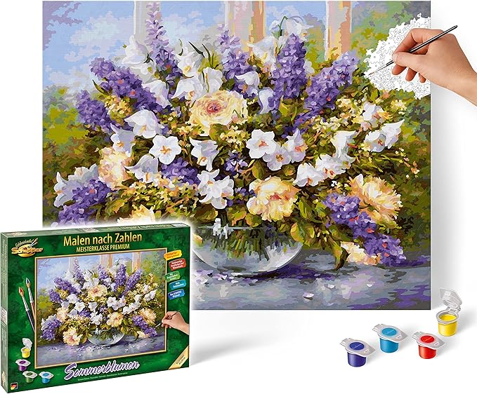 Schipper 609130717 Malen nach Zahlen – Sommerblumen – Bilder malen für Erwachsene, inklusive Pinsel und Acrylfarben, 40 x 50 cm