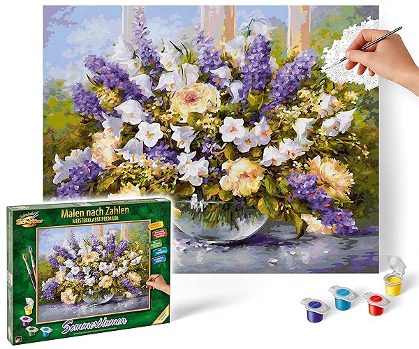 Schipper 609130717 Malen nach Zahlen - Sommerblumen - Bilder malen für Erwachsene, inklusive Pinsel und Acrylfarben, 40 x 50 cm