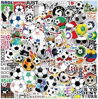 100PCs Aiwuding Soccer Stickers, Vinyl Football Water Bottle Laptop Decals, Soccer Gifts for Soccer Lovers, Soccer Party Favors, Soccer Decorations for Kids (Football100
