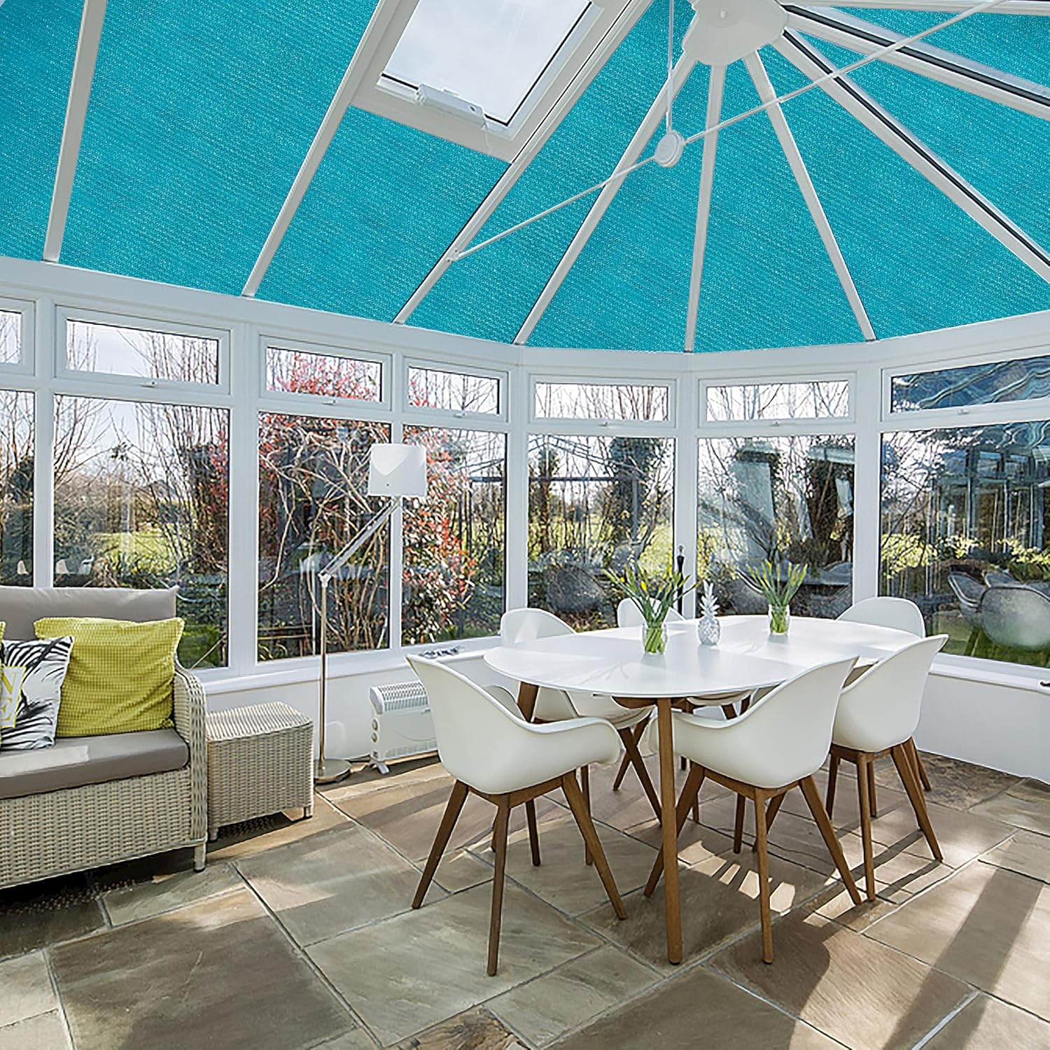 Ifenceview 4' x 10' Turquoise Shade Cloth Fabric Mesh Net for Window Balcony Deck Patio Yard Pergola Gazebo Garden Bed