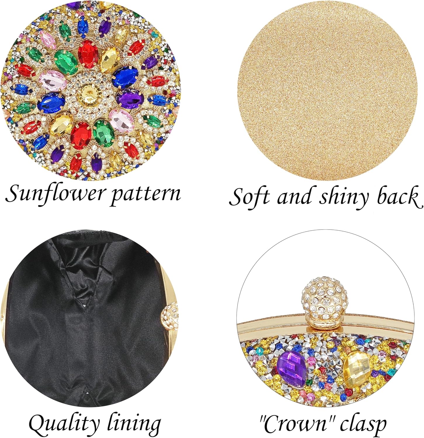 Rhinestone Clutch Purses for Women Evening Wedding Formal Round Pearl Clasp Handbag for Party Prom - Image 4