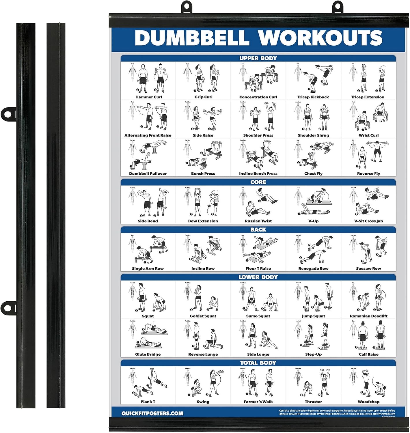 Palace Learning Plastic Poster Frame Hanger Clip Kit - Black, 18" x 24" & 18" x 27" - Vertical Layout (10 Pack)