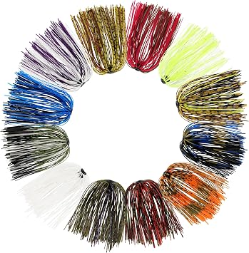 Silicone Jig Skirts Fishing Lure Skirt Replacement Fishing Jigs Lures | 12/24 Bundle 50 Strands Replacement Jig Skirts for Spinnerbaits Bass Buzzbaits Craw Jig Trailers Bass Skirts