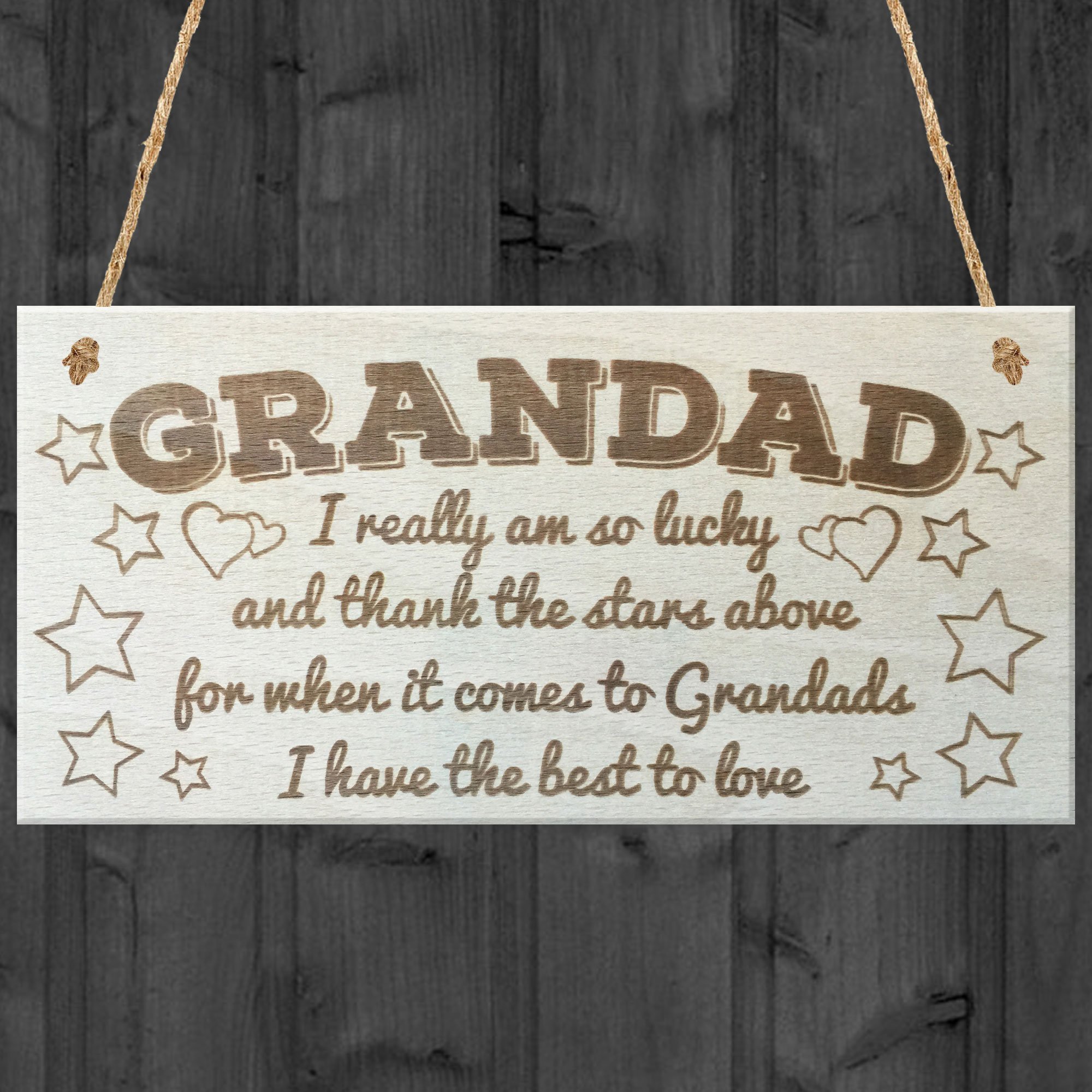Red Ocean Grandad The Best To Love Wooden Hanging Plaque Shabby Chic Grandfather Gift Sign