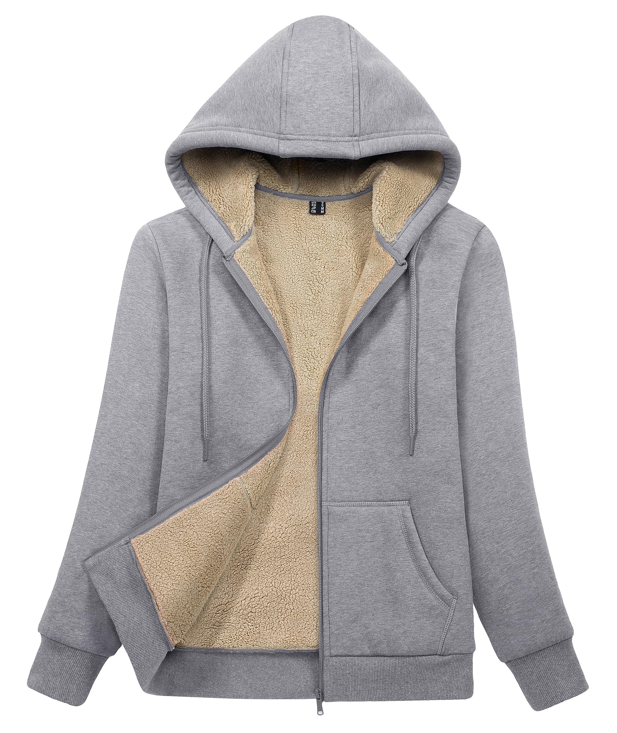 MAGCOMSEN Womens Zip Up Hoodies Sherpa Lined Fleece Thermal Jacket