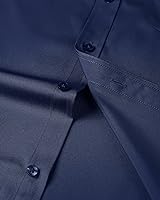 Vista 12 de Alimens & Gentle - Camisas de vestir con bolsillo y manga corta, de color liso y sin arrugas, estilo casual con botones, para hombres