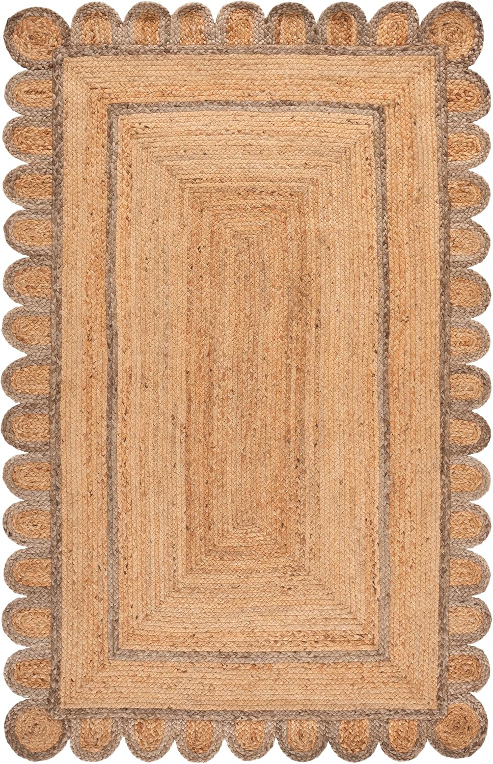 SAFAVIEH Area Rug 8x10 - Natural Fiber Collection - Large - Natural & Olive, Handmade Jute, Ideal for Living Room, Bedroom, Dining Space (NFB125X)