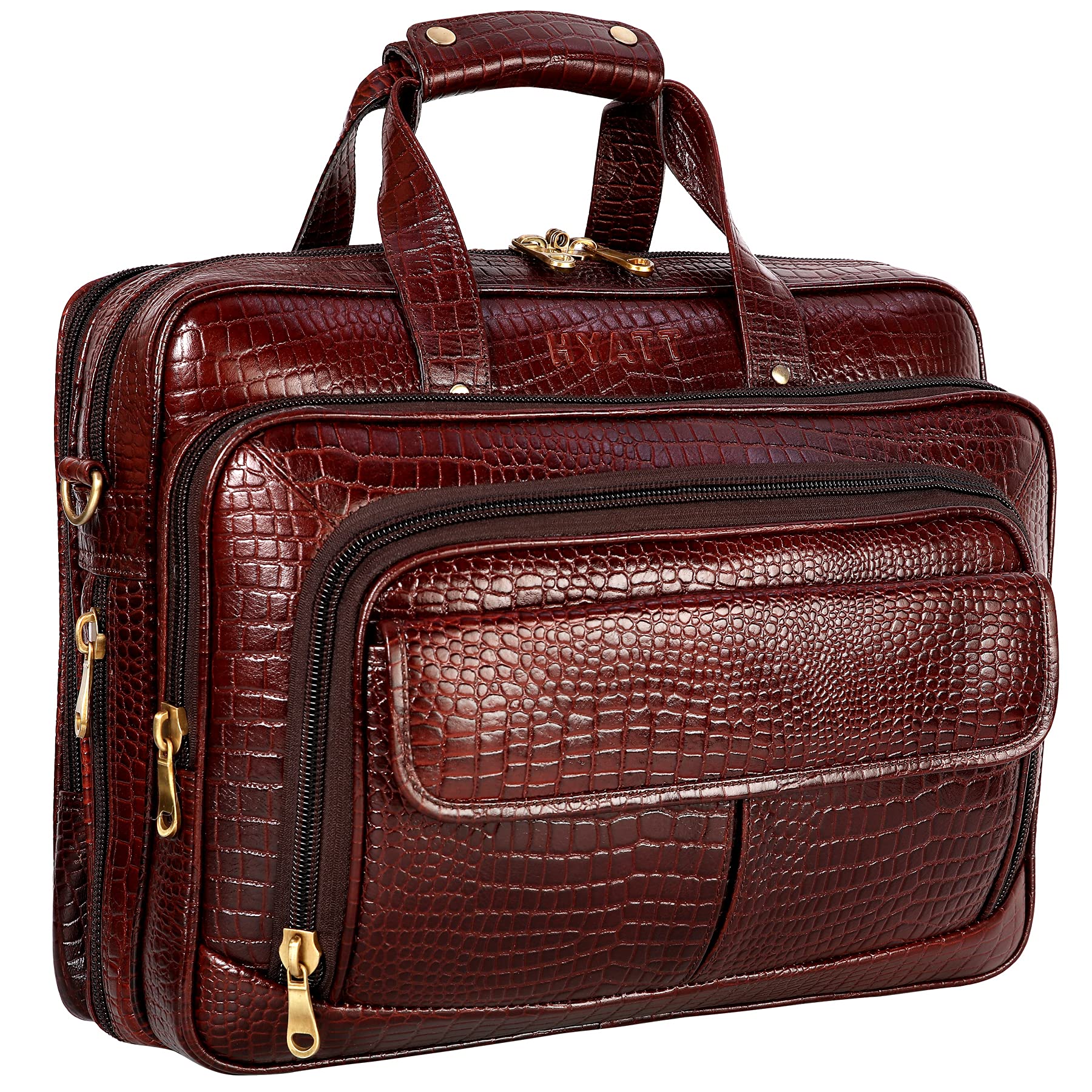 HYATT Leather Accessories 24 litres Capacity Expandable Laptop Briefcase Shoulder Bags for Men Office (Dimension-L-16 X H-12 X W-7 Inch) (Weight-1.2 KG / 1200 GR) (C-BROWN) (B091N7HNH4) Amazon Price History, Amazon Price Tracker