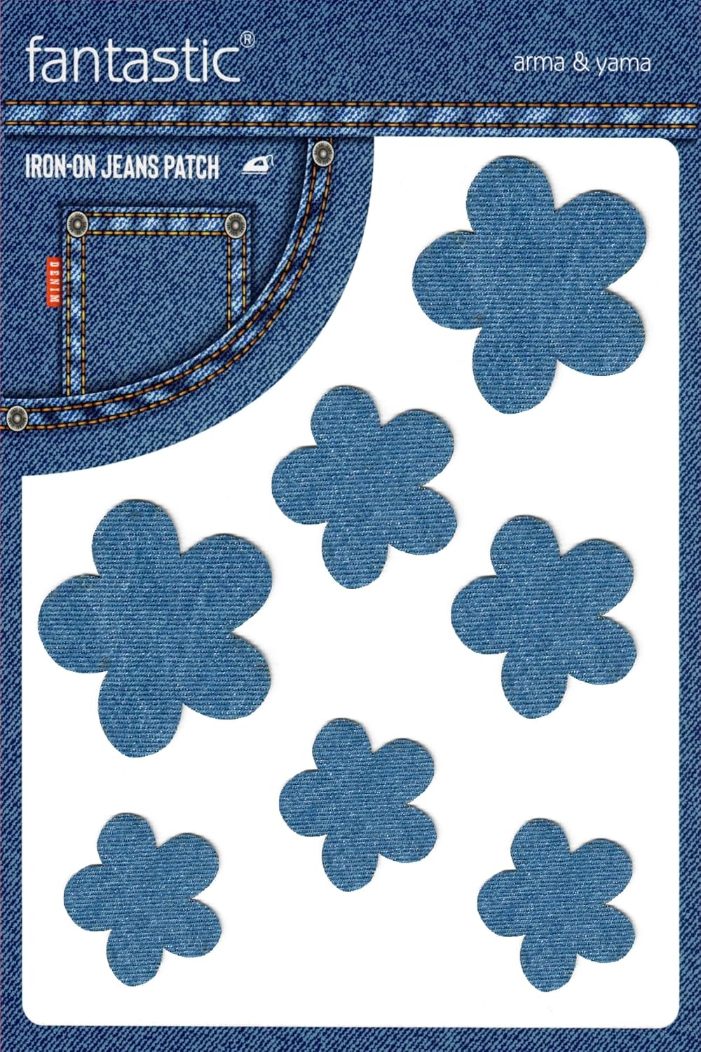 Flower Iron-On Denim Patch for Jeans Durable Repair and Decorative Patch for Denim Jackets Pants and Clothing Easy No-Sew Fabric Applique (Light Blue)