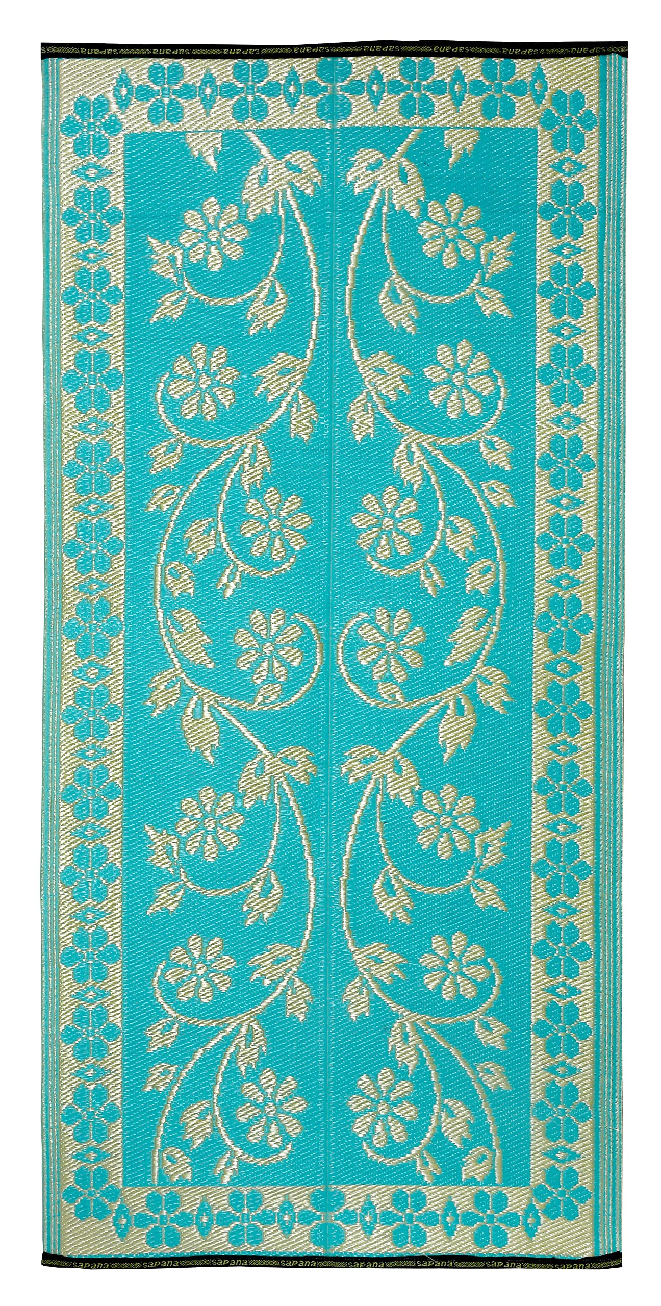 Sapana Carpet-Mats Chatai Mats for Home Multipurpose Foldable Reversible Rectangular Plastic Mat for Floor, Sleeping, Travel, Outdoor, Indoor Turquoise Green & Golden 3 x 6 Feet (L 180 cm x W 90 cm)-image-21
