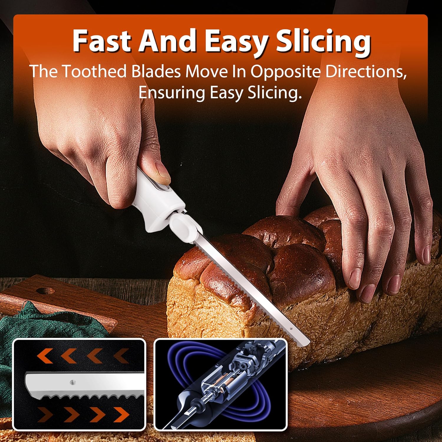 Electric Knife,Electric Carving Knife Set with Two Serrated Stainless Steel Blades,Carving Fork,with Non Slip Handle,Safety Lock and Storage Case for Meat,Bread Fish,Other and Foods.