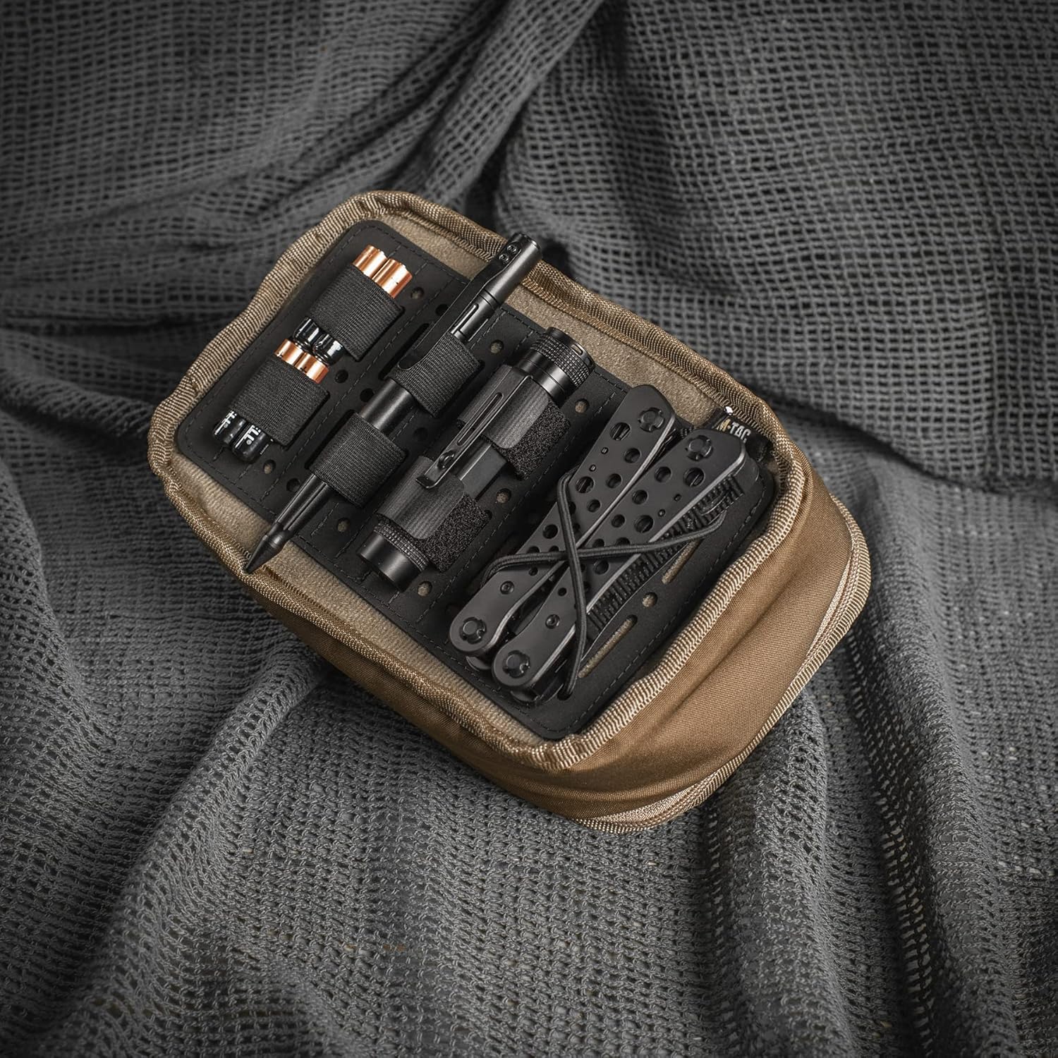 M‑Tac Rigid MOLLE Organizer Panel – Tactical Hook & Loop Backpack Insert with Elastic Cords, Modular Admin Utility for EDC, Military, Outdoor
