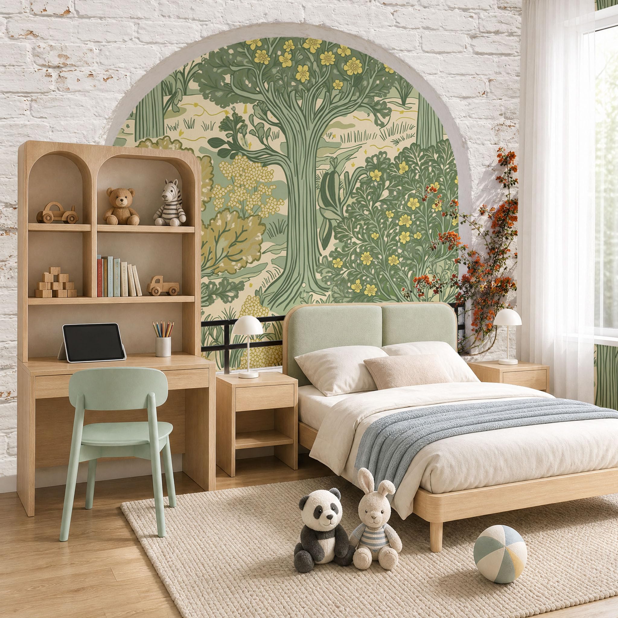 Vlies Fototapete Englisches Waldmuster Retro-Blumenmuster 250x175cm - Fototapeten - Tapeten - für Wohnzimmer Schlafzimmer - Vliestapete Wandtapete Tapete 3D Effekt- Tapetenkleister erforderlich