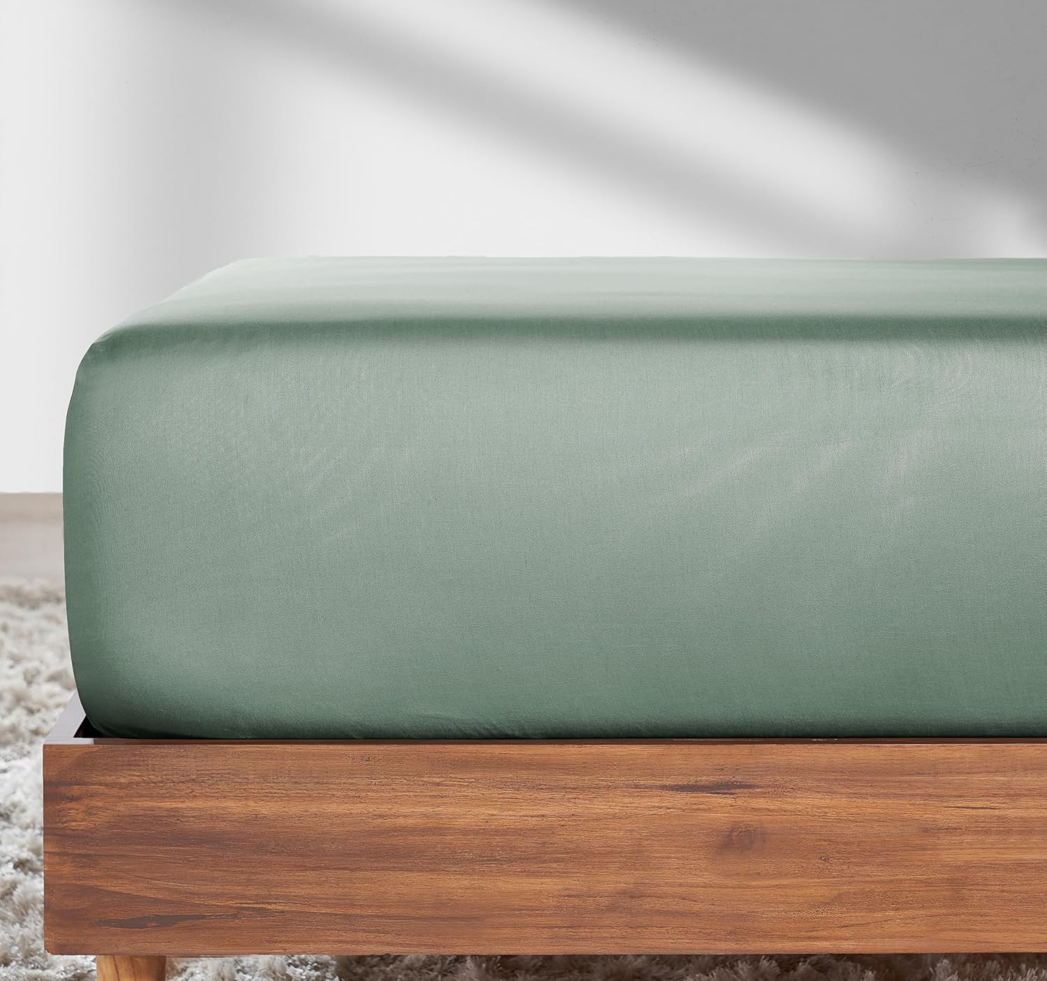 California Design Den King Fitted Sheet Only Deep Pocket - 1 Pc 100% Cotton Mattress Fitted Sheet, No Pop-Off Elastic, Durable Sateen Weave (Sage Green - Dark)