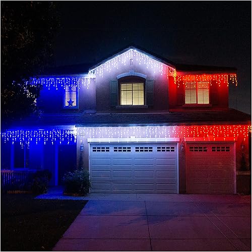 Russell Decor Luces LED de carámbano, guirnalda de luces decorativas de Navidad con control remoto de 20 x 2 pies, luces LED RGB que cambian de