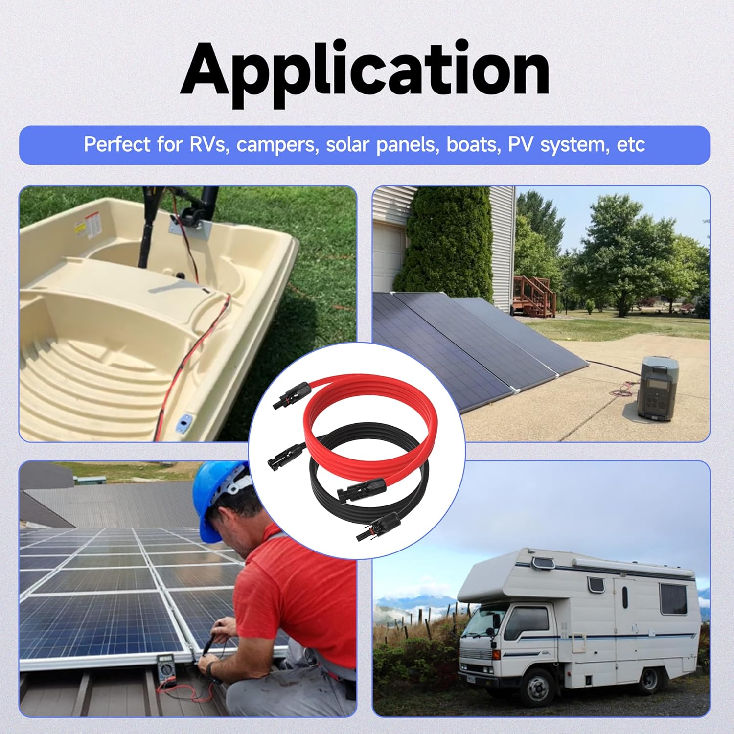 30FT 10 AWG Solar Panel Extension Cable, 10AWG Solar Extension Cables, PV Cable 10 Gauge PV Wire 30 FT 30 Feet Male to Female Solar Panel Wires with Solar Spanner Wrenches and Dust Caps