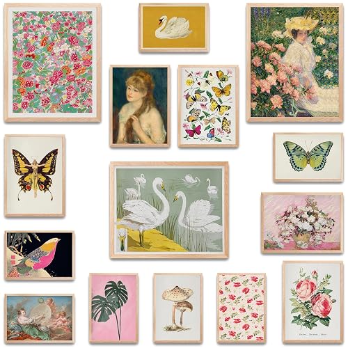 LANCHI95 15 Pcs Maximalist Gallery Wall, Colorful Eclectic Decor, Colorful