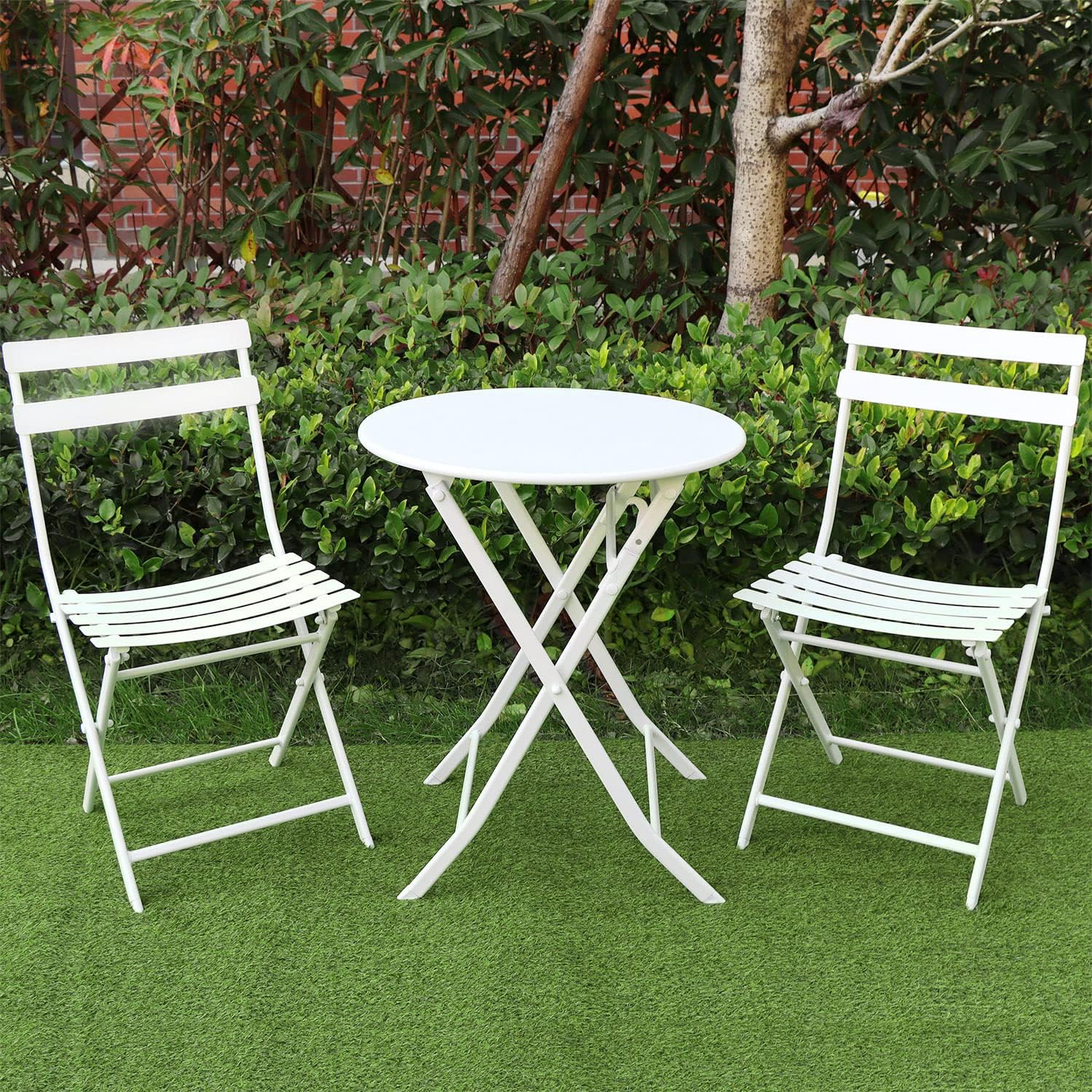 GardenAddict Bistro Set 3 Piece, Garden Furniture Set, Folding 2 Chairs