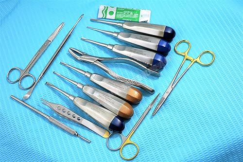 Miniatura 3 de NUEVO ALEMÁN ACERO INOXIDABLE Veterinario Instrumentos de Extracción Dental Kit Pinzas Escalpelo Tijeras Luxating Elevator