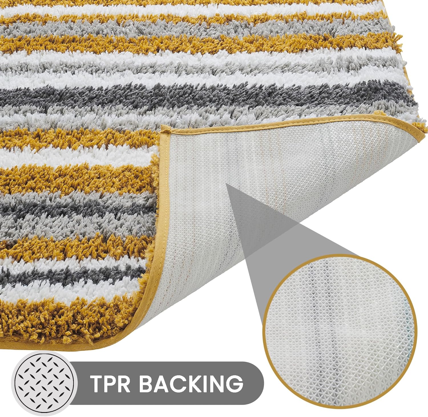 Better Trends Griffie Collection Premium Large Bathroom Rugs, Bathroom Carpet Runner, Quick-Dry & Washable Runner for Bathroom Floor,Long Bath Mat - Yellow Bath Runner