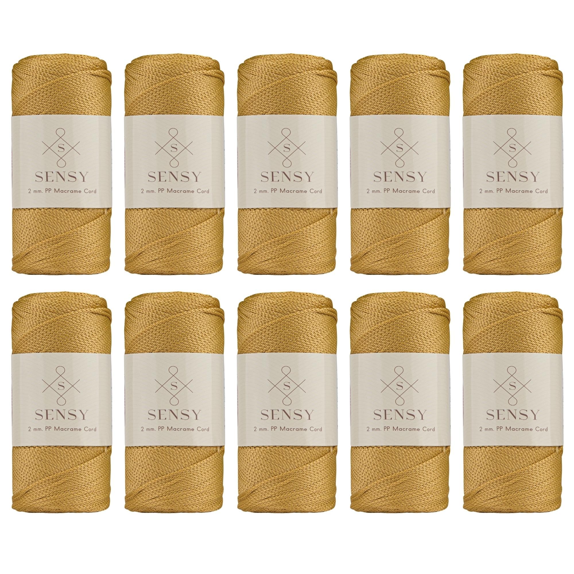 10 Skeins of Sensy Premium 2mm 251 Yards Polyester Rope 100% Polypropylene Cord Macrame Cord 2mm Crochet Bag Cord Macrame Rope Crochet Thread Gift for Knitter (Mustard)