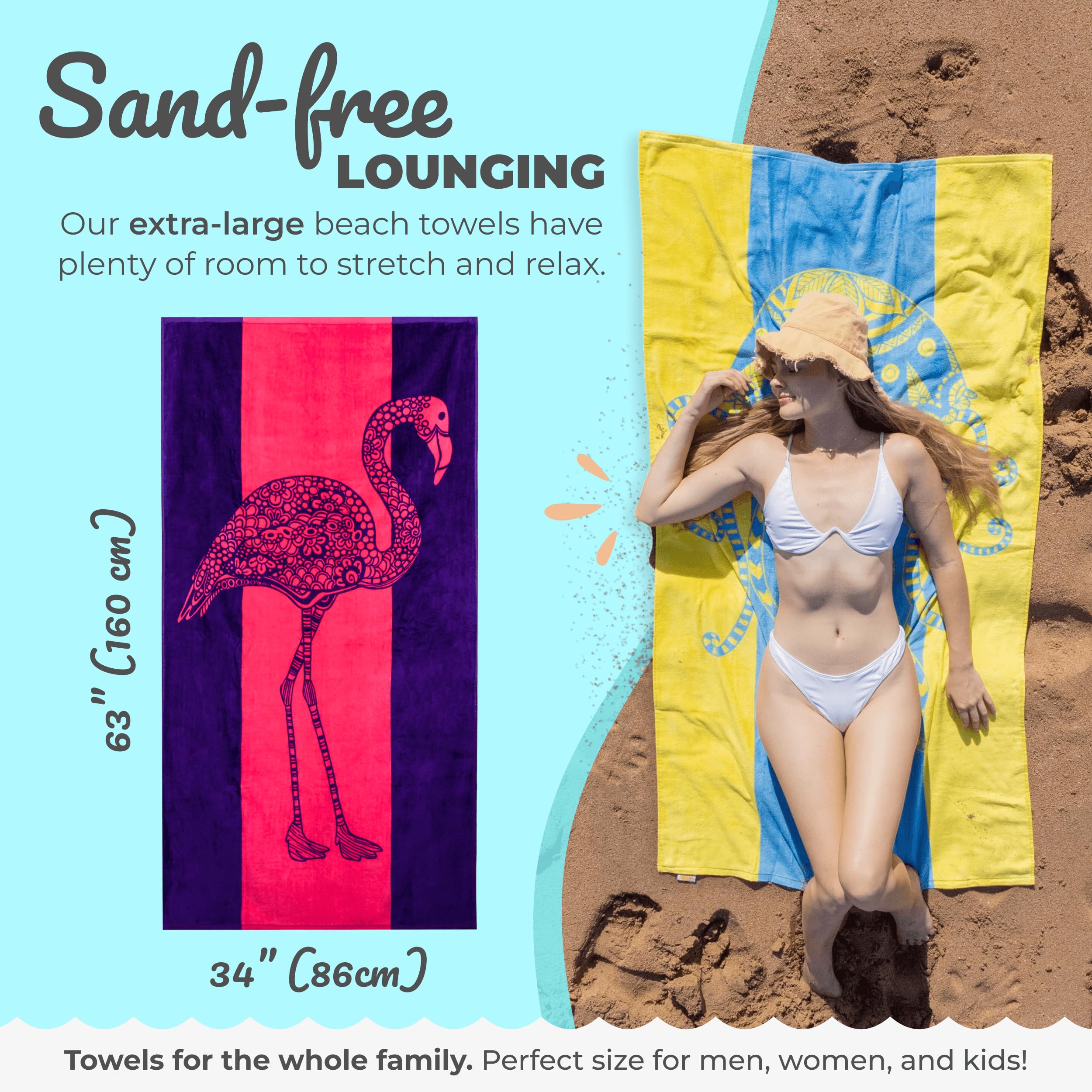 タオル・ハンカチ POP OUT Beach Towel Amazon.com: Nova Blue Flamingo Beach Towel – Pink and Purple with