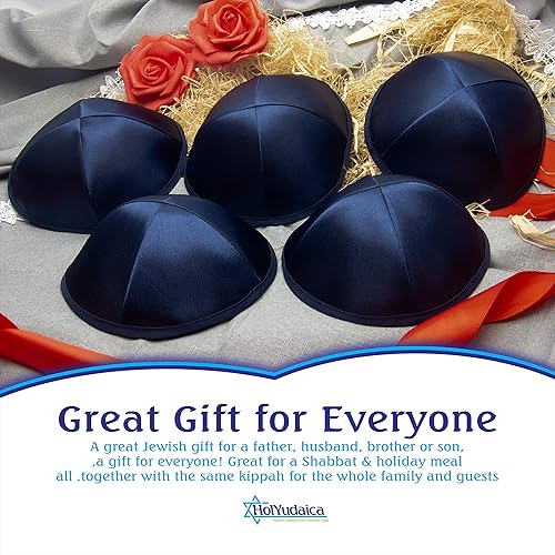 Miniatura 3 de Paquete de 5 piezas Hq SatinLinoVelvetSeda CrudaGamuza Kippah para hombre, sombrero Yamaka diseñado en Israel Kippot Bulk